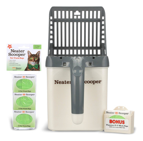 Pala Recoge Desechos De Gato Con 60 Bolsas Gris 0