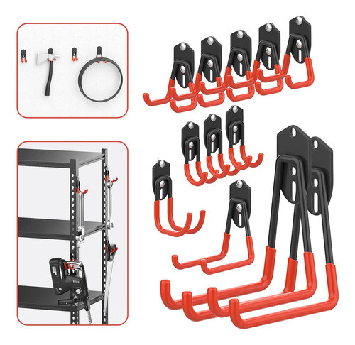 12pcs Garaje Ganchos De Almacenamiento, Montaje Pared G... 0