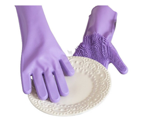Guante De Silicona Lila (par) Para Lavar 0