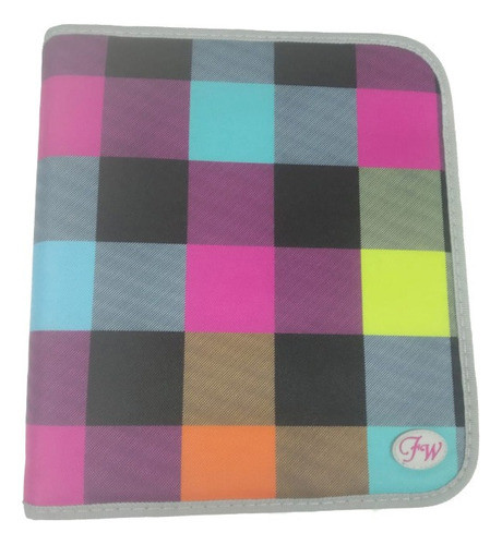 Carpeta Escolar 3 Anillos Y Cierre Tela Escocesa 0