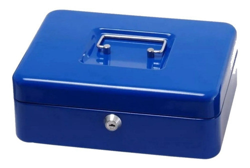 Cofre Porta Valores Para Dinero Mediano Metal Azul A320 0