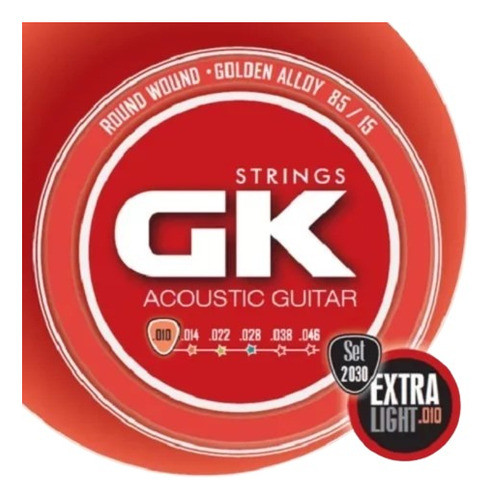 Encordado Guitarra Acustica Gk 2030 Extra Light 0