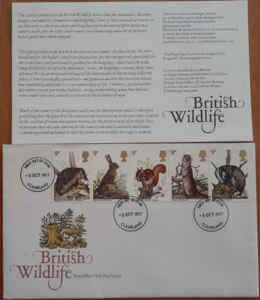 Estampillas Gran Bretaña Dia Emisión Vida Silvestre 1977 0