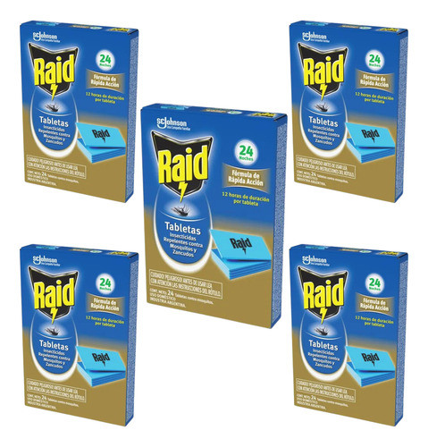 Tabletas Raid 5 X 24 Mosquitos Zancudos Rápida Acción Full 0