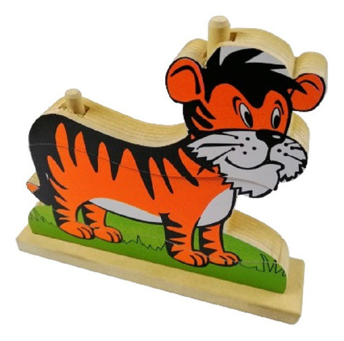 Juego De Ensartar Modelo Tigre Madera Didáctico Luhjbn 0