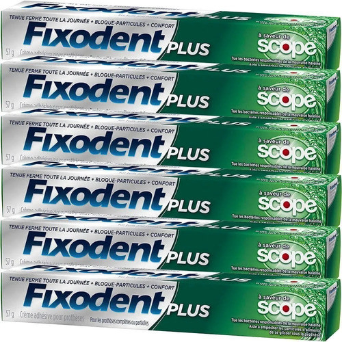 Fixodent Plus Adhesivo Para Prótesis Dental Menta Pack X 6 0