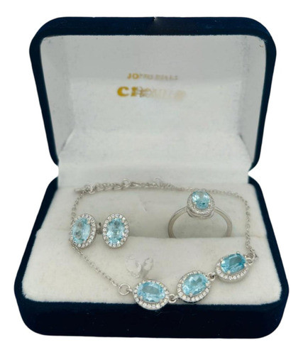 Conjunto De Plata C/raíz De Aguamarina (co221) 0