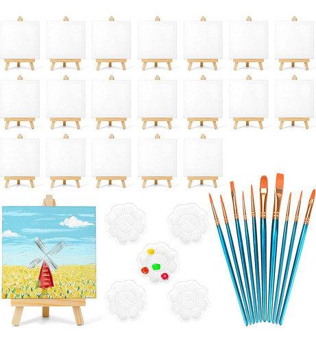 20 Pack Mini Lienzos, Panel De Lienzo De Pintura Estirada Pe 0