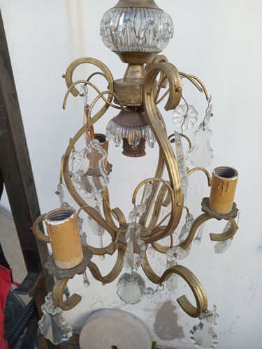 Arañas Antiguas De Bronce Con Caireles 0