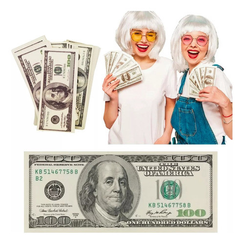 Fajo Billetes Cotillon Pistola Lanza Dinero Dolares X100 0