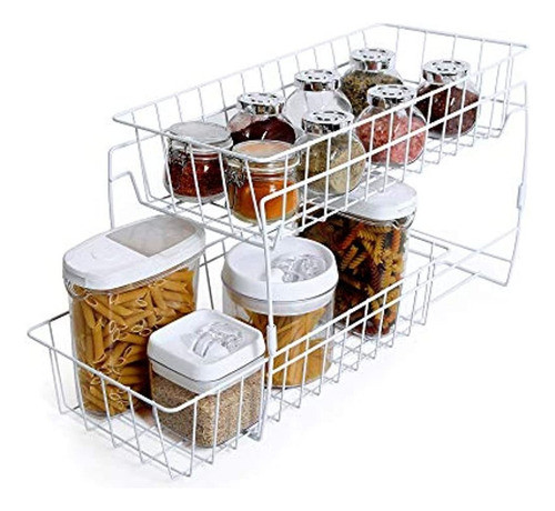 Dazz Promart 2 Tier Stackable Pull Out Cestas Blanco 0
