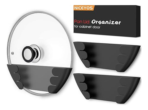 Organizador De Tapas De Olla/ Sarten Adhesivo Adaptable 3u. 0