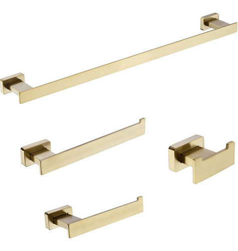 Set De 4 Accesorios Para Baño Dorado Cepillado Trustmi -8bh 0