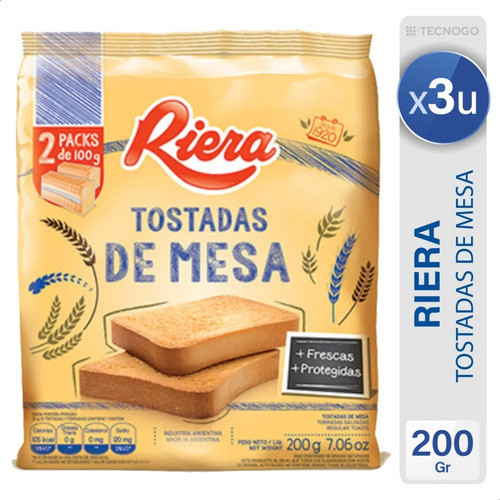 Tostadas De Mesa Riera Saladas Galletitas - Pack X3 0