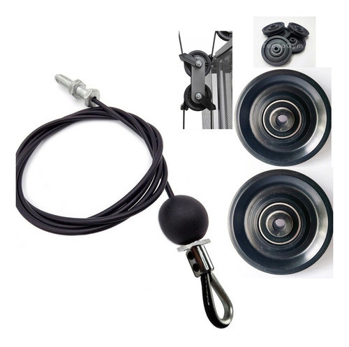 Cable De Acero Para Multigym  2,60mtrs Randers Y Dos Poleas 0