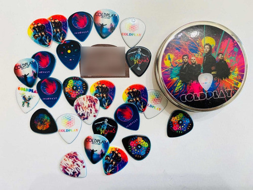 25 Púas Doble Faz - Coldplay + Lata De Regalo - Guitarra 0