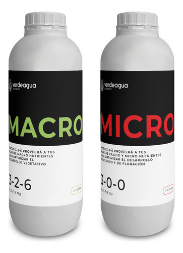 Kit Nutrientes Hidroponia Verdeagua Macro + Micro 1 Litro 0