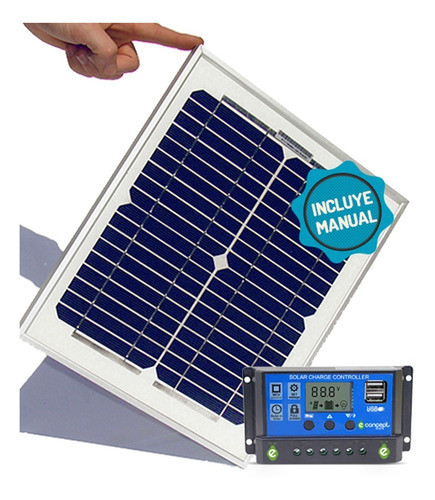 Panel Solar 10watts C/ Regulador 10 Amper Barco Velero - Kit 0