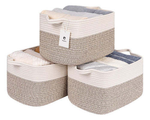 Laughbird Cesta Rectangular Tejida Grande Con Asas Para Esta 0