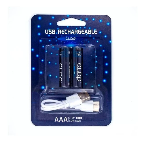 Cldp Paquete X2 Baterias Recargables Usb Tipo C Pilas Aaa 0
