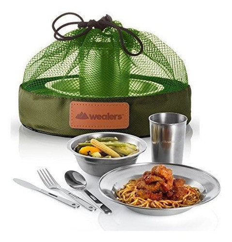 Acero Inoxidable Tabelware Para Camping Set De Platos Para P 0