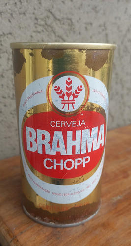 A-antigua Lata Vacia De Cerveza Brahma Dorada 350 Ml Chapa 0