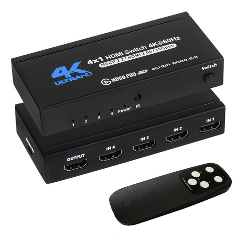 Interruptor Hdmi 4k 4x1 Con Control Remoto Ews 0
