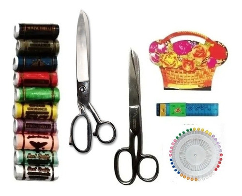 Mercería 2 Tijeras Sastre Modista 10 Hilo Cm Alfileres Aguja 0