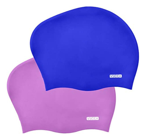 Vsidea 2pcs Extra Large Silicone Swim Cap Long 0