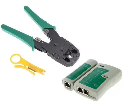 Combo Crimpeadora + Pelacable + Tester De Red Utp Rj45 0