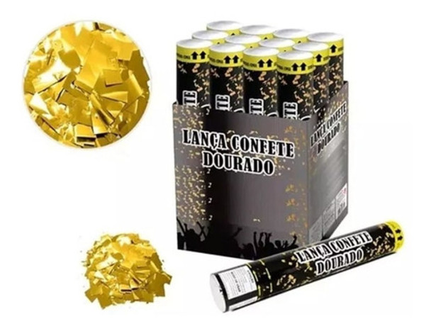 20 Un Lança Confete Dourado 30 Cm - Silver Festas 0