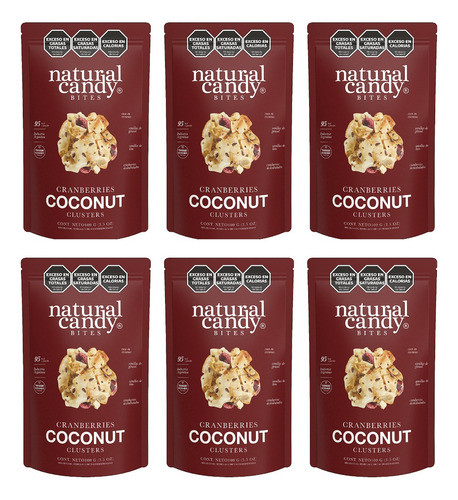 Pack X6 Snack Coconut Cranberries Cluster Natural Candy 100g 0