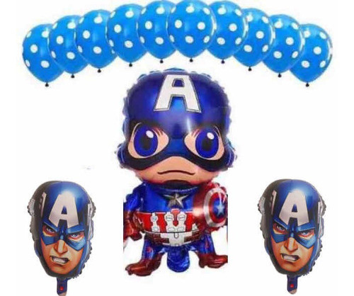 Pack Globos De Capitán America! 13 Pcs Súper Héroes 0