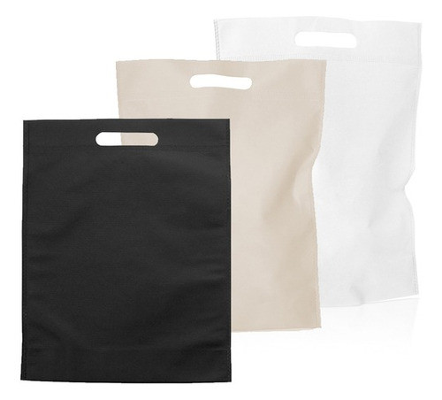 100 Bolsas Friselina Tela Eco Riñon 20x30 Negras Lisas 0