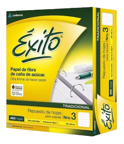 Repuesto Escolar Exito Ecológico 480hjs Cuadriculada 0