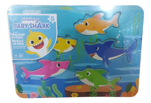 Puzzle Madera Coloca Piezas 5 Pzas Baby Shark +2 Años 0