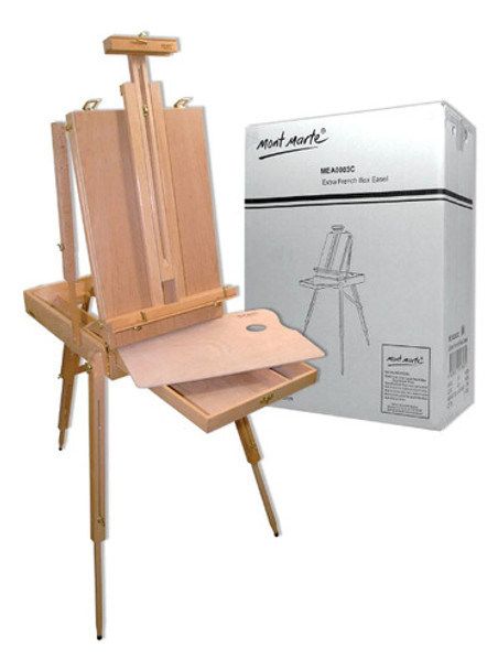 Caballete Atril Pie Caja Francesa Madera Haya Profesional 0