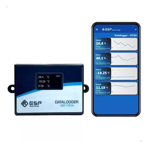 Data Logger Wifi - Registrador 3 Temperaturas / 1 Humedad 0