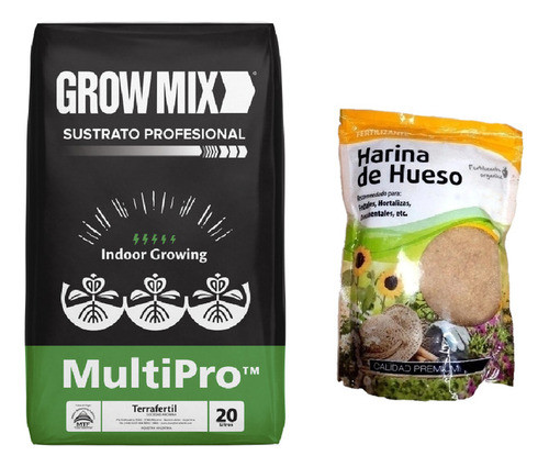 Sustrato Growmix Multipro 20lts Con Harina De Hueso Lj 1kg 0