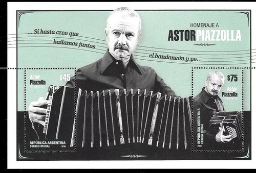 2018 Personajes- Astor Piazzola- Tango- Argentina (bloque) 0