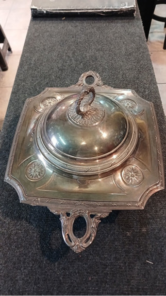 Salsera O Sopera Antigua Metal Blanco Plateado 0