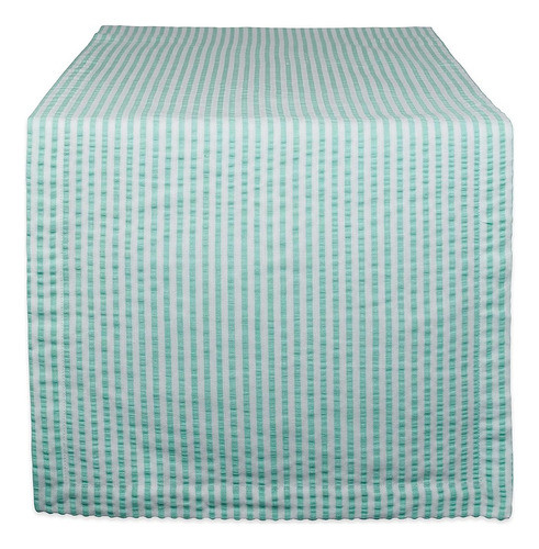 Dii 100% Algodón Seersucker Colección De Mesa A Rayas, Aqua, 0