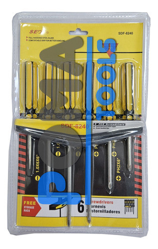 Juego 6 Pcs Destornillador Plano Y Philips + Soporte Plz 0