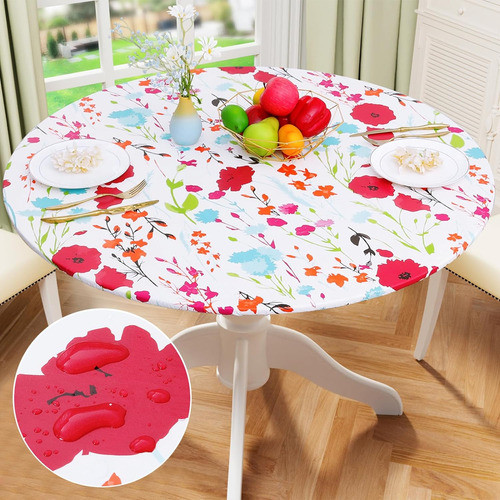 Manto De Mesa Redondo Ajustado, Impermeable, 91-112 Cm 0