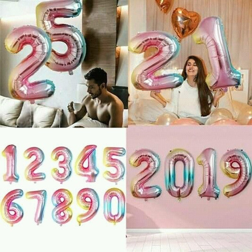 Globo Numero Multicolor Arcoiris 70 Cm 0