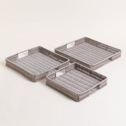 Bandeja Plástica Soga Cuadrada Gris 30cm Tiendamamá 0