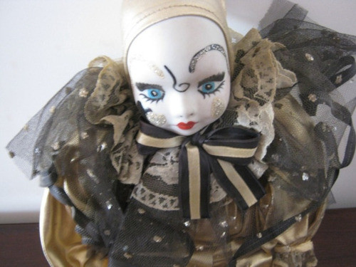 Muñeca Pierrot Arlequin Vintage Importado 0