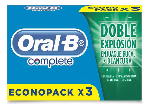 Pasta Dental Complete Doble Explosión Oral-b 90 Grs Pack X3. 0