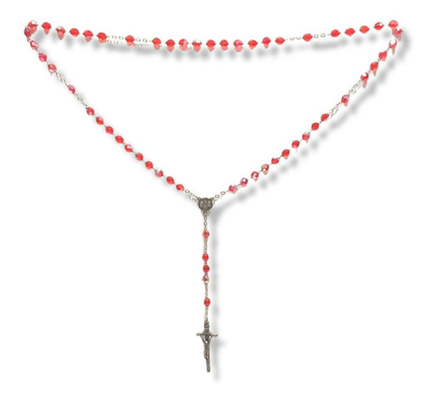 Rosario De Cristal Perlas Rojas. 0
