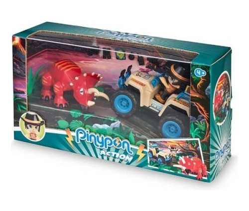 Pinypon Action Cuatriciclo Quad Con Dino Triceratop Original 0